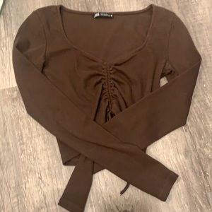 Brown Zara scrunch top